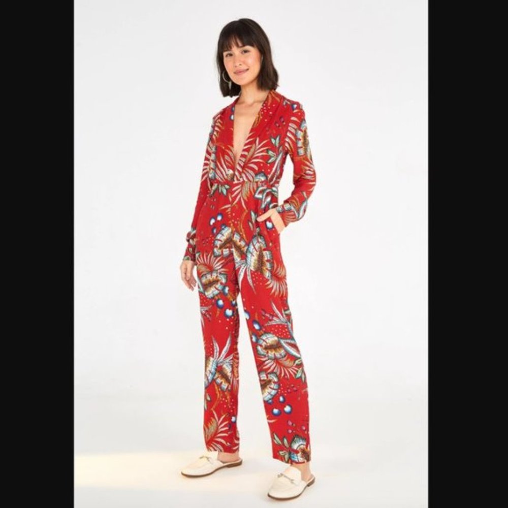 NWT - FARM Rio - Red Winterleaf Jumpsuit - S/M